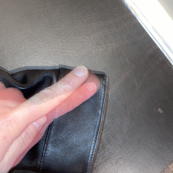 Guess genuine leather coat ruching on front and large knit collar size M GUC - Picture 12 of 13